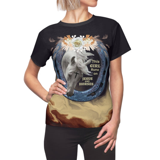 This Girl Runs on Jesus & Horses – ND Ranch Wife Signature Collection Tee