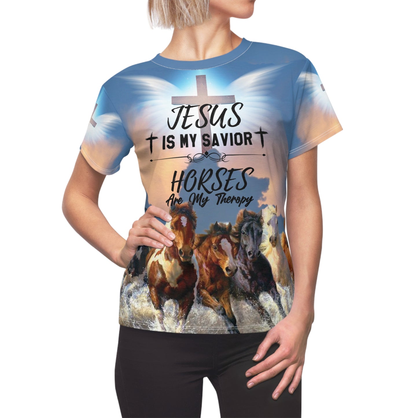 Jesus Is My Savior, Horses Are My Therapy – ND Ranch Wife Signature Collection Tee