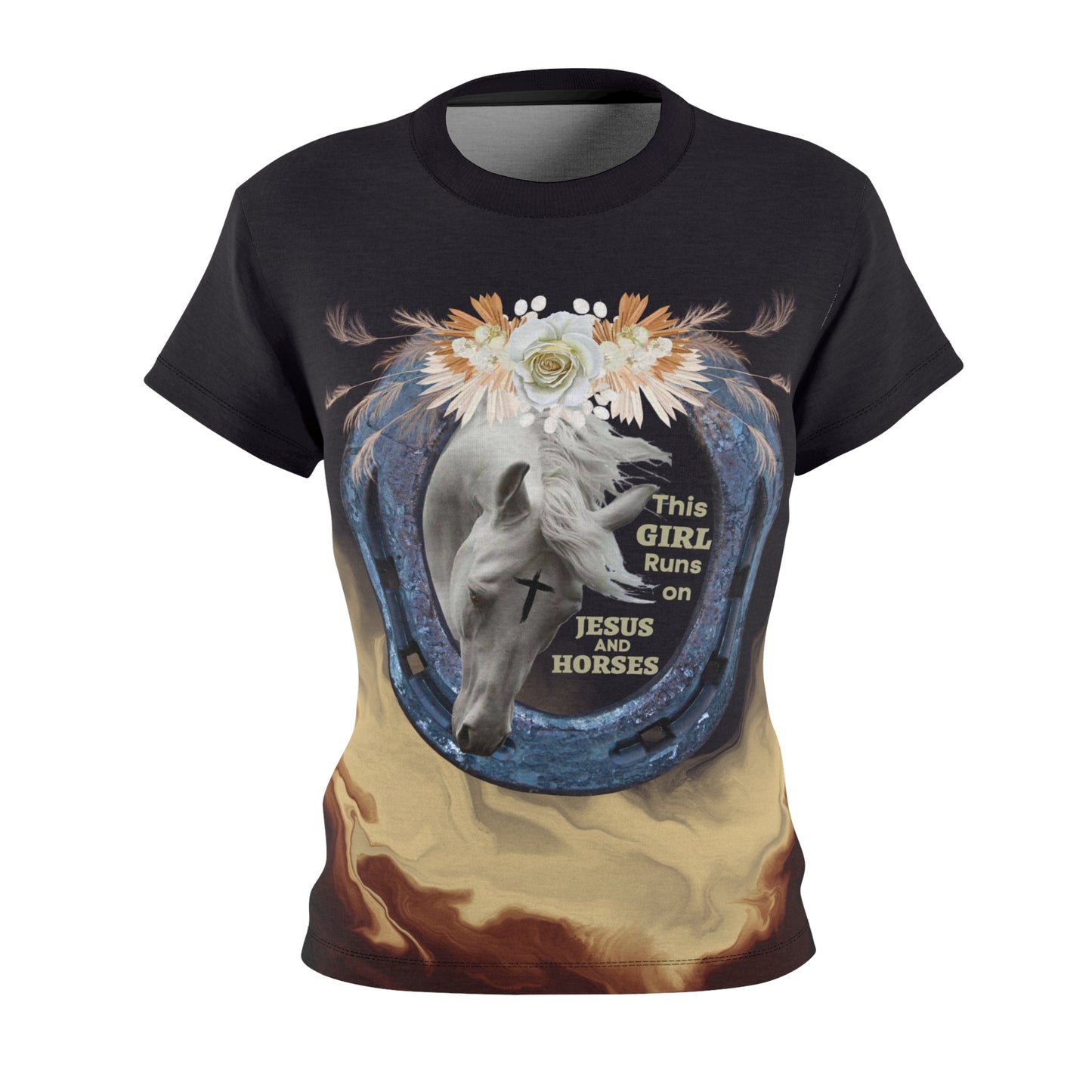This Girl Runs on Jesus & Horses – ND Ranch Wife Signature Collection Tee