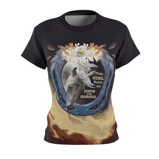 This Girl Runs on Jesus & Horses – ND Ranch Wife Signature Collection Tee